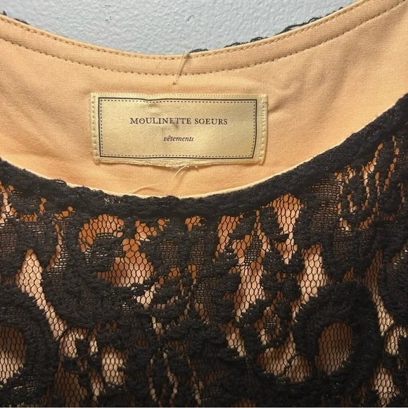 Anthropologie Moulinette Soeurs Cotrena Flounced Black Laced Dress Size 6 - Picture 11 of 12